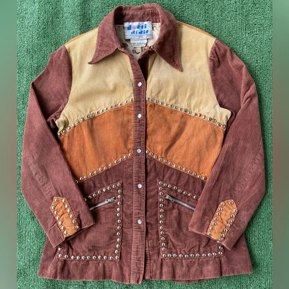 VTG 70’s Dotti Didit Corduroy Silver Studded Pearl Snap Jacket Women’s SZ Small - Picture 2 of 10